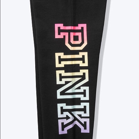 💗VS PINK BLACK RAINBOW OMBRÉ LOGO SKINNY JOGGERS - Picture 6 of 9
